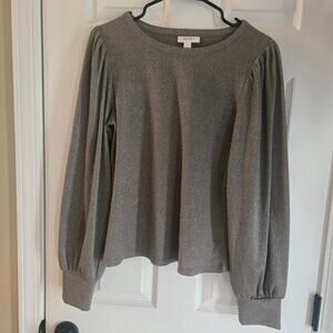 Women's Metallic Balloon-Sleeve Top Cocoa Size Large NWT